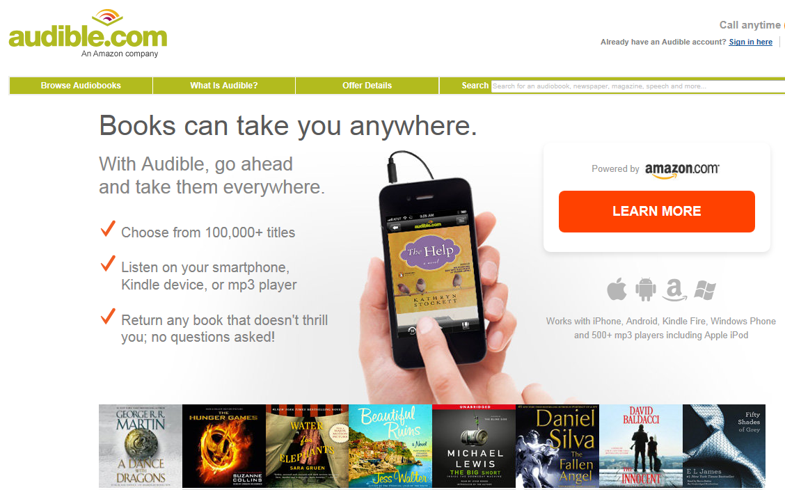 read iTunes Audio books on Android using Audible