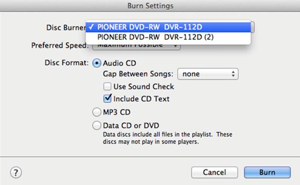 burn music to cd from itunes