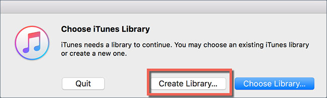 Open a different iTunes Library file or create a new one