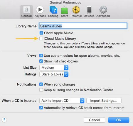 disable icloud music library on mac
