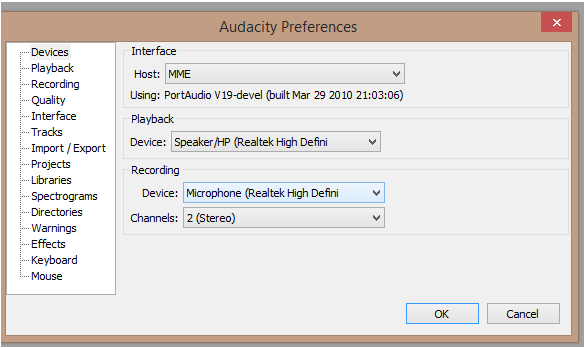 record audio from youtube with audacity