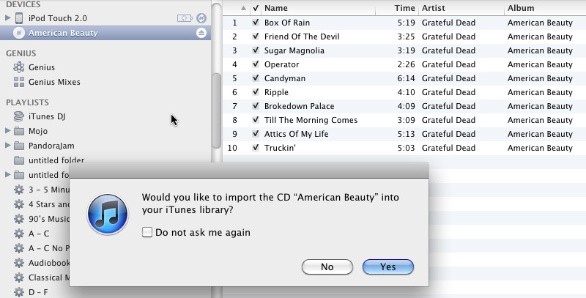 transferring cd to itunes