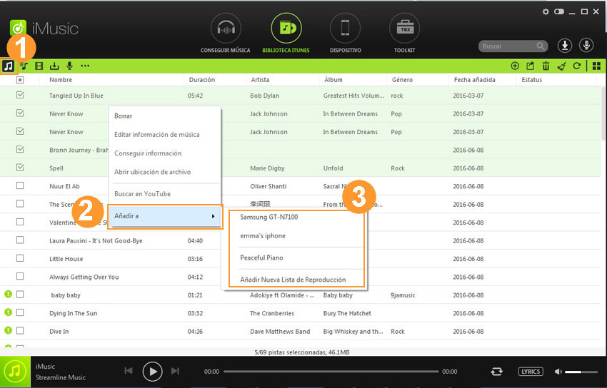 IMusic - Sincronizar música desde iTunes para iPhone/iPod/iPad